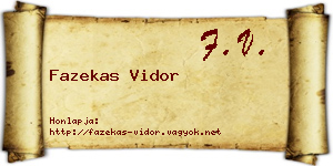 Fazekas Vidor névjegykártya